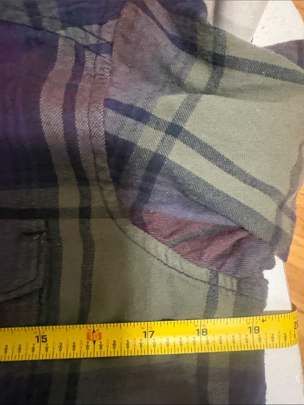 Kavu Olive and Burgundy Plaid Button-Down Shirt with Brown Elbow Patches - Picture 10 of 11